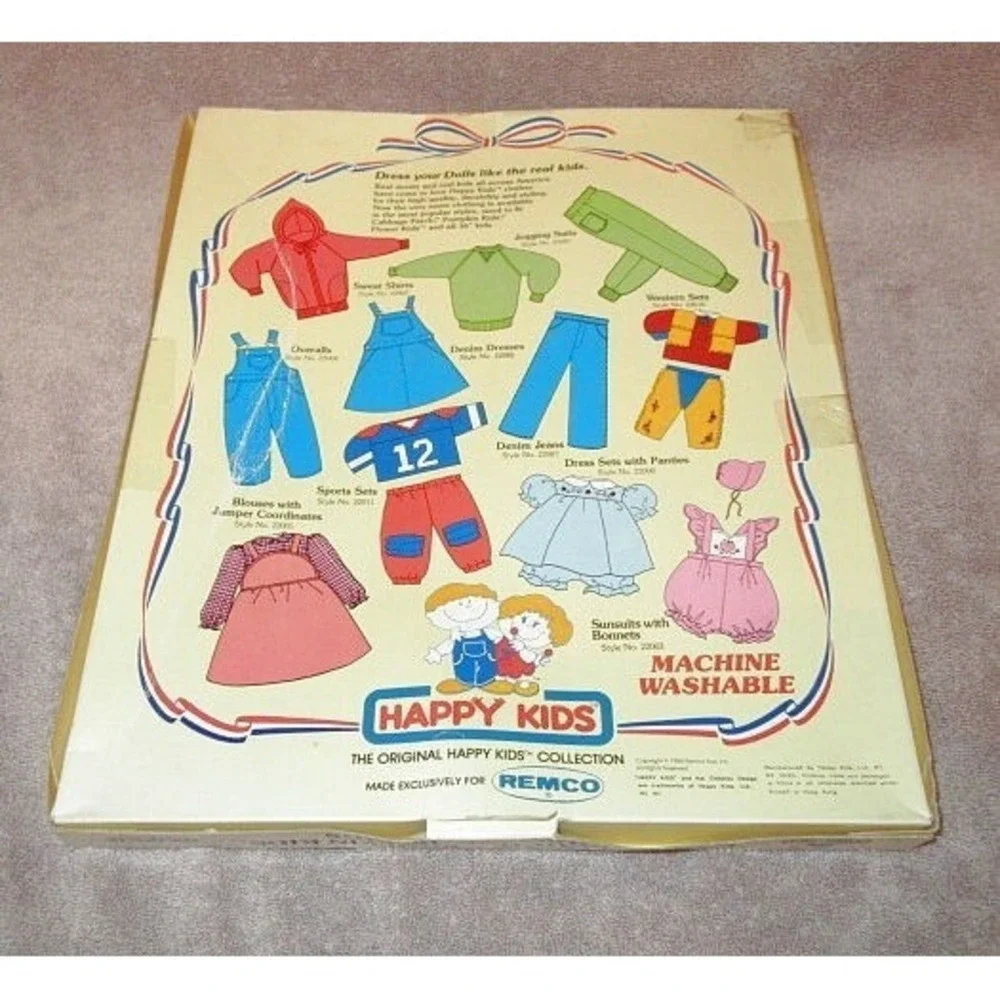 Vtg 1984 Cabbage Patch Kids Clothes Outfit Dress & Hat Boxed REMCO Happy Kids